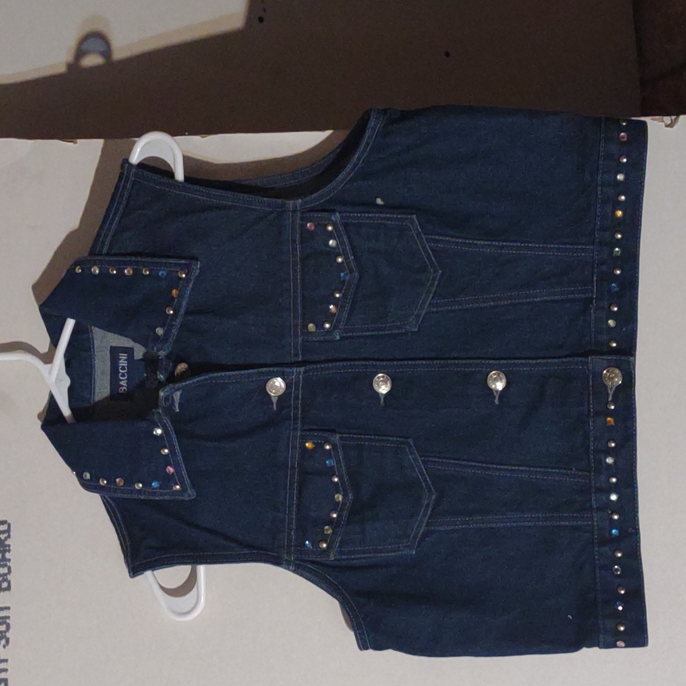 A Baccini jean bejeweled vest size 8
